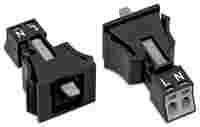 WINSTA® through-panel socket (female); MINI; snap-in; L/N marking; 2-pole; black