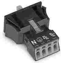 WINSTA® through-panel socket (female); MINI; snap-in; N/G/L2/L1 marking; 4-pole; black