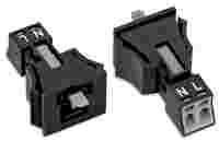 WINSTA® through-panel plug (male); MINI; snap-in; L/N marking; 2-pole; black