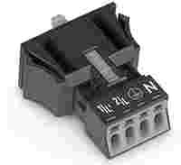 WINSTA® through-panel plug (male); MINI; snap-in; N/G/L2/L1 marking; 4-pole; black