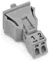 WINSTA® through-panel socket (female); MINI; snap-in through-panel; 1/2 marking; 2-pole; gray
