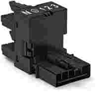 h-distribution connector; 5-pole; Cod. A; 1 input; 2 outputs; outputs on one side; 3 locking levers; for flying leads; black