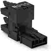 h-distribution connector; 4-pole; Cod. A; 1 input; 2 outputs; outputs on one side; 3 locking levers; for flying leads; black