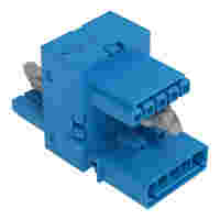 h-distribution connector; 5-pole; Cod. I; 1 input; 2 outputs; outputs on both sides; 2 locking levers; blue
