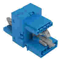 h-distribution connector; 5-pole; Cod. I; 1 input; 2 outputs; outputs on both sides; 3 locking levers; for flying leads; blue