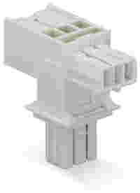 T-distribution connector; 2-pole; 1 input; 2 outputs; light gray