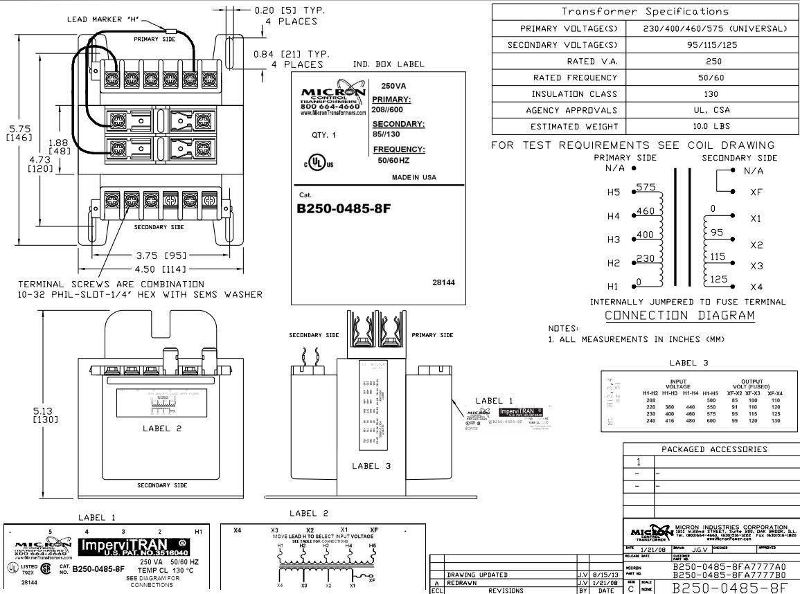 Micron Transformers B250-0485-8F